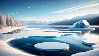 Wall Mural - Starry Milky Way illuminating the frozen shores of Tail of Ogoi island with natural ice break formations, showcasing the beauty of Lake Baikal in Siberia, Russia.