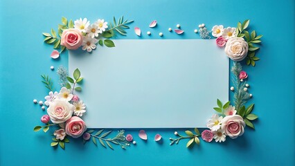 Floral border on blue background for elegant messages