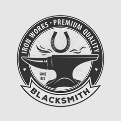 Blacksmith logo design template. Vector illustration