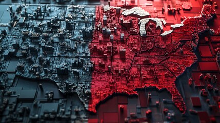 Aufkleber - A map of the United States with highlighted states and electoral vote counts representing the strategic importance of key battleground states in a presidential election Large space for text in center