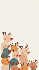 Poster - Cute Cartoon Reindeer Group Christmas Illustration