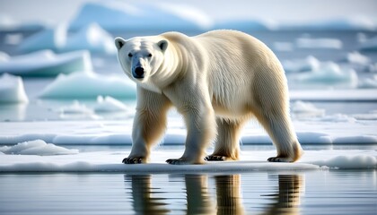 Wall Mural - Majestic polar bear roaming through the Arctic wilderness