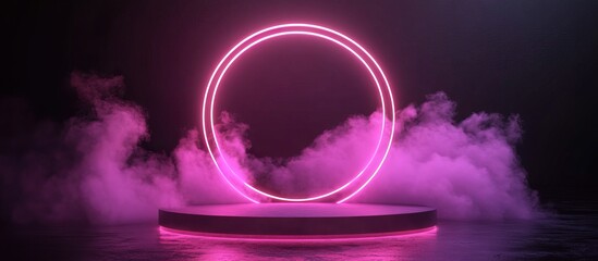 Canvas Print - Neon Circle with Smoke