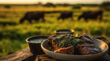 Grilled Meat in Scenic Fields