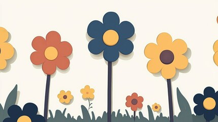 Canvas Print - Colorful Paper Flowers in a Field