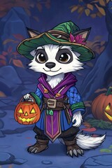 Poster - Cute Halloween Witch with a Jack-o'-lantern