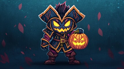 Sticker - Spooky Halloween Jack-o'-lantern Pirate Character