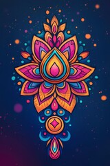 Sticker - Colorful Ornamental Lotus Flower Design