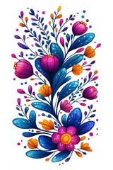 Poster - Watercolor Floral Illustration with Blue and Purple Flowers