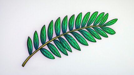 Poster - Green Leaf Branch Isolated on White Background