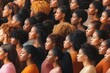 © Leo Rohmann - Lineup of diverse women with natural hairstyles standing in profile symbolizing empowerment strength and individuality in a modern design with warm earthy tones