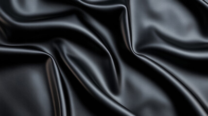 Macro of black leather with a classic glossy finish and fine lines showing the richness of the material 