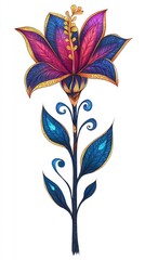 Sticker - Ornate and Colorful Flower Illustration