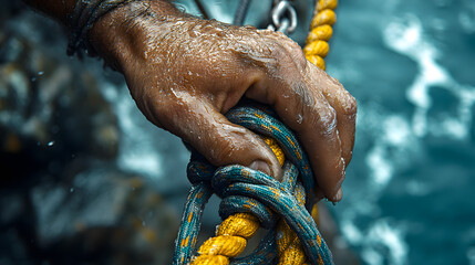 A Close-Up Shot of a Hand Gripping an Isolated Climbing Hold
