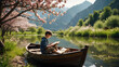 © Koca - Cute little boys reading book on a boat. Portrait of cute kids reading book in natural environment.