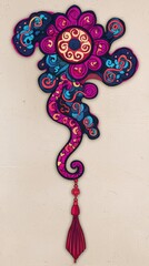 Wall Mural - Colorful Floral Ornament with Tassel