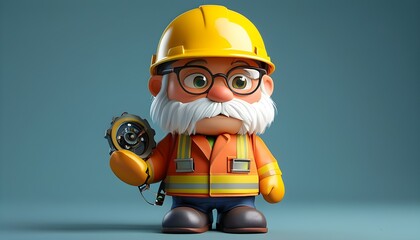 Playful 3D Cartoon Engineer Celebrating Labor Day with Creative Career Concept Illustration