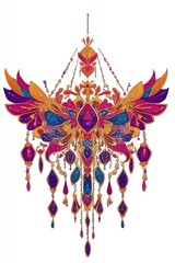 Wall Mural - Ornate Jewel-Toned Chandelier Design