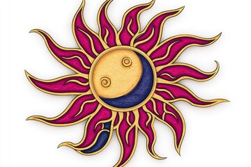 Poster - Sun and Moon Symbol with Floral Design