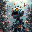 © Markus - Ein kleiner niedlich aussehender Roboter in einer Umgebung mit Blumen