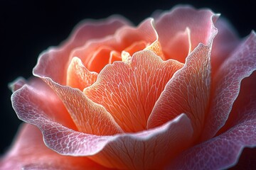 Poster - Close-up of a delicate pink rose blossom with intricate details.