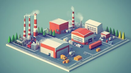 Poster - A bustling industrial park powered by advanced automation and smart technologies
