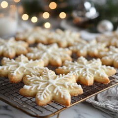 Sticker - Delicious snowflake-shaped sugar cookies, frosted and ready for the holidays.