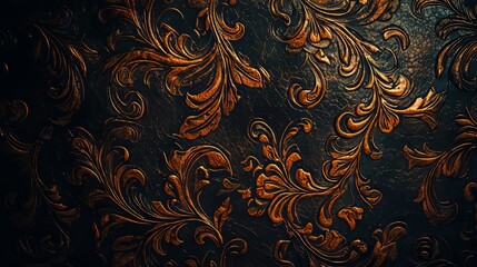 Wall Mural - Here is a close-up of a leather belt with intricate floral details.