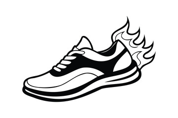 Fiery running shoes vector silhouette illustration