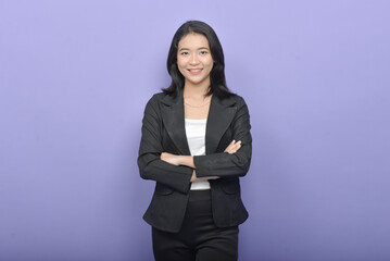 Asian Business Woman Wearing a Black Suit