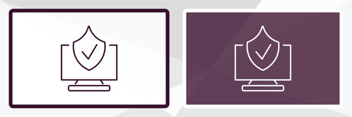 Poster - computer security outline icon. Linear vector from internet security concept. Thin line white and black computer security icon isolated on white and dark background