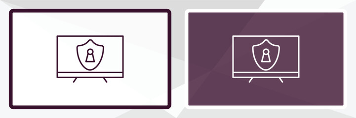 Poster - monitor security outline icon. Linear vector from internet security concept. Thin line white and black monitor security icon isolated on white and dark background