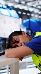 Poster - Bored Woman Sleeping. Restful Tired Employee