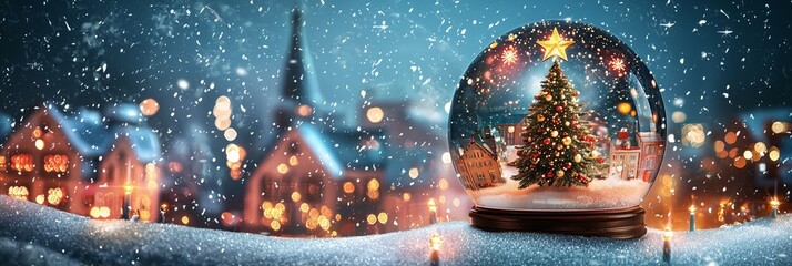 magical 3d snow globe with christmas scene