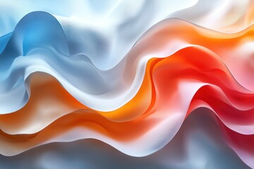 Wall Mural - Abstract background with blue, white, orange, and red silk fabric.