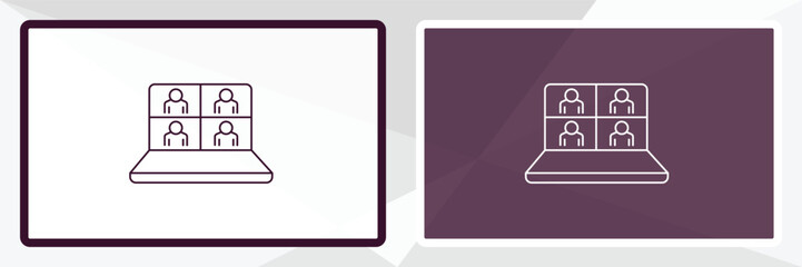 Poster - video conference outline icon. linear vector from human resources concept. thin line white and black