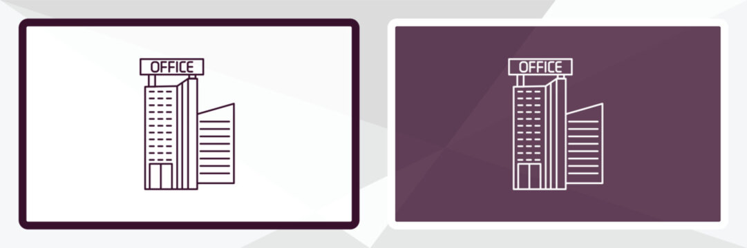 office outline icon. Linear vector from human resources concept. Thin line white and black office icon isolated on white and dark background