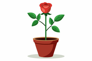 Sticker - Rose in pot isolated