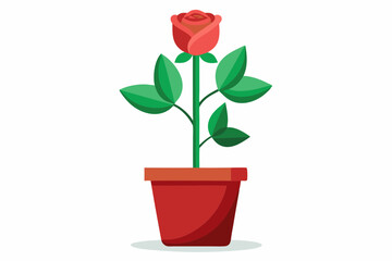 Wall Mural - Rose in pot simple vector design