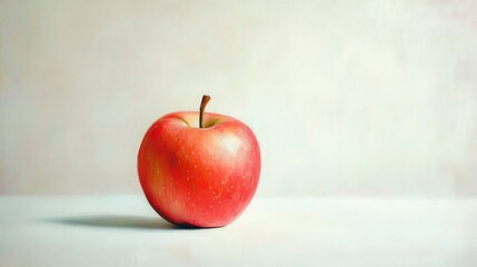 Canvas Print - A Single Red Apple on a White Surface