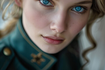 Leinwandbilder - Generated with AI close up photo of female soldier in full combat gear