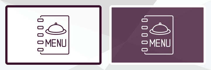 Poster - menu outline icon. Linear vector from hotel concept. Thin line white and black menu icon isolated on white and dark background