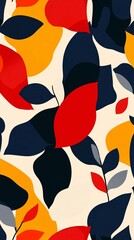 Poster - Colorful leaf pattern on a light background