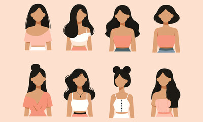 set of female silhouettes