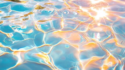 Wall Mural - Sunlit Water Surface with Reflections and Ripples