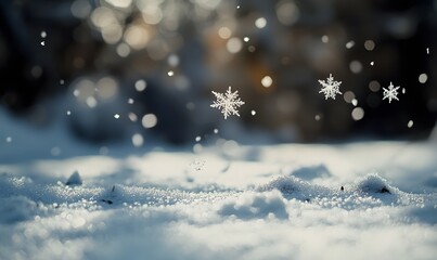 Wall Mural - tiny snowflakes floating in the air, Generative AI