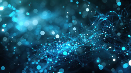 Aufkleber - mesmerizing abstract background featuring glowing blue particles and interconnected lines, creating sense of depth and movement. Perfect for technology and digital themes