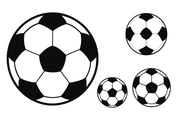 Wall Mural - Set of  Soccer football balls silhouette collection, Football ball symbol, vector illustration on white background