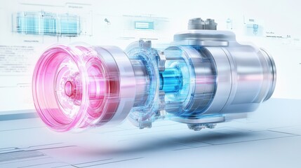 Poster - High-Tech Mechanical Component Close-Up Illustration