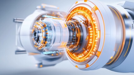 Poster - Futuristic Technology Display with Orange Energy Glow